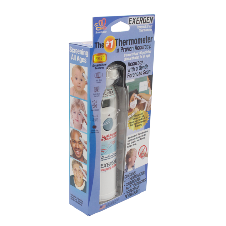 TAT2000C Temporal Artery Home Thermometer with SafetyScan Caps Exergen Corporation